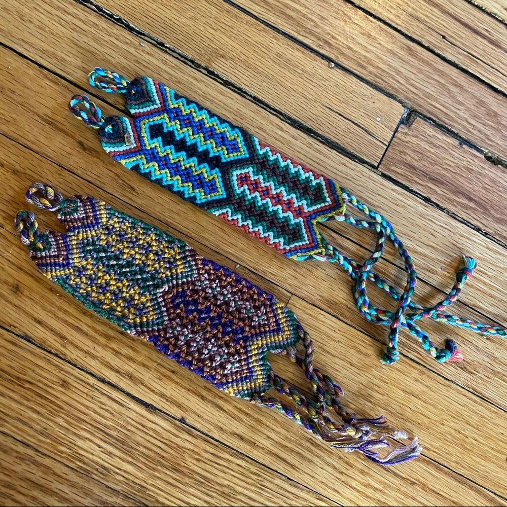 Set of Bracelets, Global Artisan Handmade, Woven Multicolor, Adjustable Size - Picture 3 of 4
